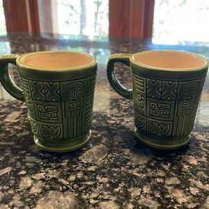Vintage Mayan Design mugs; set of 2
